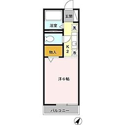 アイアンフラッツ 1階1Kの間取り