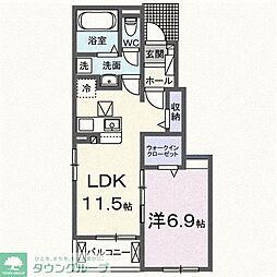 サンリットプレイス 1階1LDKの間取り