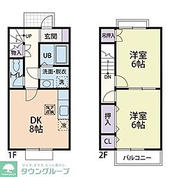 Sweets Villa A棟 1階2DKの間取り