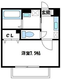 アレーナスＭ 2階1Kの間取り