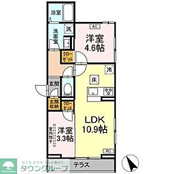 クロエ橋本 3階2LDKの間取り