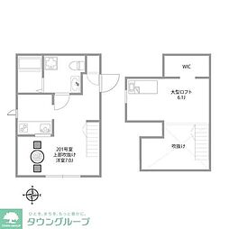 プリマ八王子壱番館 2階ワンルームの間取り