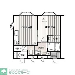 メゾンさかえ 1階1LDKの間取り