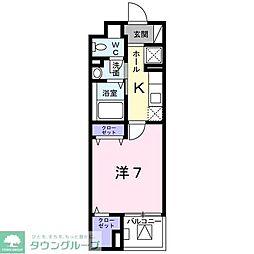 ゴールデン　ソレイル 2階1Kの間取り
