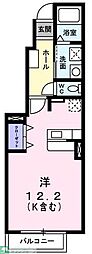 アクティブI 1階ワンルームの間取り