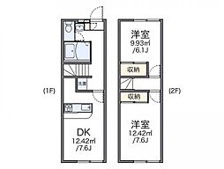 レオパレス東 1階2DKの間取り