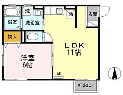 JR横浜線 相原駅 徒歩16分の賃貸アパート 2階1LDKの間取り
