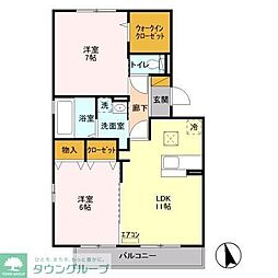 シェリール 1階2LDKの間取り