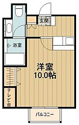 JR中央線 高尾駅 徒歩3分の賃貸マンション 1階ワンルームの間取り