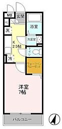 パピヨン八王子みなみ野 1階1Kの間取り