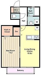 メゾンドアレーズ 1階1LDKの間取り