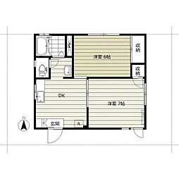 キャッスルハイツK 2DKの間取図画像