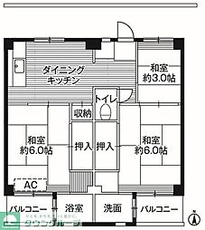 ビレッジハウス小比企2号棟 3DKの間取図画像