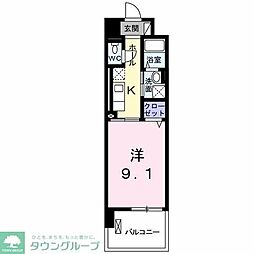 オルタシア 1Kの間取図画像
