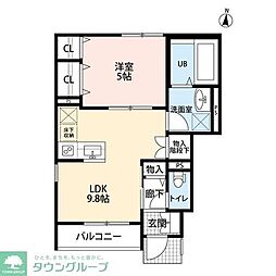 アムール東福生 1LDKの間取図画像