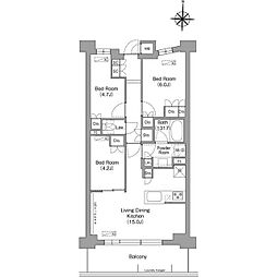 コンフォリア・リヴ八坂富士見 4階3LDKの間取り
