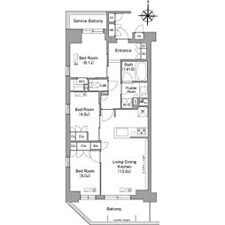 コンフォリア・リヴ八坂富士見 4階3LDKの間取り