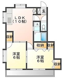 それいゆ一ツ橋一番館 2階2LDKの間取り