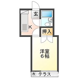 グリーンメゾン伊藤 1階1Kの間取り