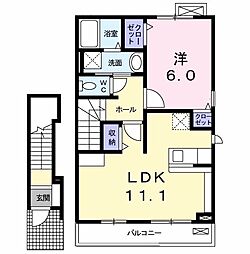 クリンゲル・バオム 2階1LDKの間取り