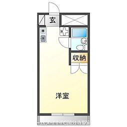 ウイステリア国立 3階ワンルームの間取り