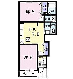ミーテ　メゾン 1階2DKの間取り