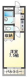 ドリームエイト 2階1Kの間取り