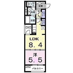 パフュームIII 2階1LDKの間取り