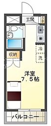 マンションソーキII 4階ワンルームの間取り