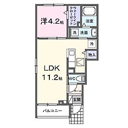 パフュームII 1階1LDKの間取り