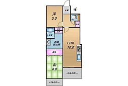 グリーンハイツ那覇 2LDKの間取図画像