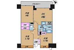 ファミール久米 3DKの間取図画像