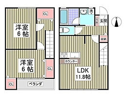 スカイハイツA 2LDKの間取図画像