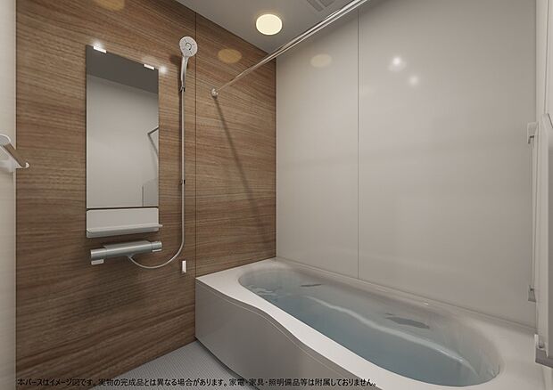 ■落ち着いた色合いの壁面、ゆっくり寛げるバスルーム