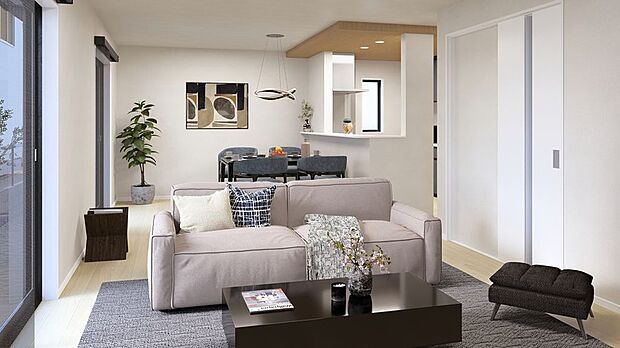 ■完成予想図■リビングと一体感のある対面キッチンで、毎日のコミュニケーションが自然と生まれます