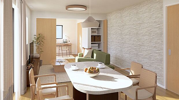 ■完成予想図■リビングと一体感のある対面キッチンで、毎日のコミュニケーションが自然と生まれます