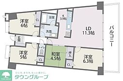西鉄貝塚線 香椎花園前駅 徒歩21分の賃貸マンション 2階4LDKの間取り