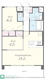ALUNA箱崎 2LDKの間取図画像