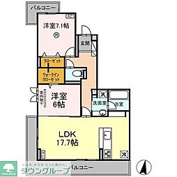 Sinfaria六本松 2LDKの間取図画像