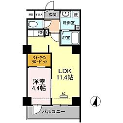 フォレストドルフ天神 1LDKの間取図画像
