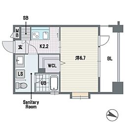 レジディア警固 1Kの間取図画像