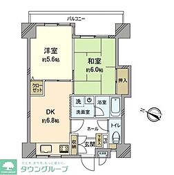 ニューライフ天神 2DKの間取図画像