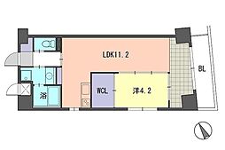 レジデンス住吉 1LDKの間取図画像