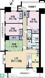 ジオ・イニシア博多駅前 3LDKの間取図画像