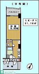 ロイヤルリバービュー 1Kの間取図画像