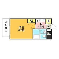 エル・ブラン姪浜 1Kの間取図画像