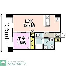 shostyleHAKATA 1LDKの間取図画像