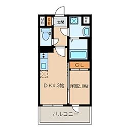 モダンパラッツォ大濠スクエア 1DKの間取図画像