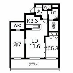 アクレール小笹南坂 2LDKの間取図画像