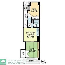 ライオンズマンションマキシム大橋 2DKの間取図画像